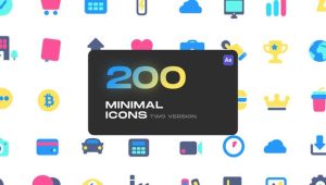 AE脚本-200个迷你可爱彩色实用图标动画 Cute Minimal Icons