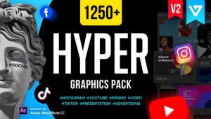 AE脚本-1250个时尚网络社交媒体LOGO标题图文排版设计动画 Hyper – Graphics Pack V2