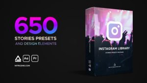 AE脚本+AE模板-650个时尚手机竖屏图文设计包装预设动画Instagram Library – Stories Presets Package