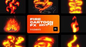 51组手绘动漫卡通火焰燃烧爆炸MG动画预设 Fire Cartoon VFX for Premiere Pro