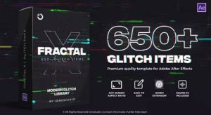 650个信号故障损坏干扰特效文字标题转场动画预设 FRACTAL X Glitch Pack