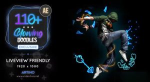 110种手绘卡通涂鸦发光线条图形动画 Glowing Doodles Pack