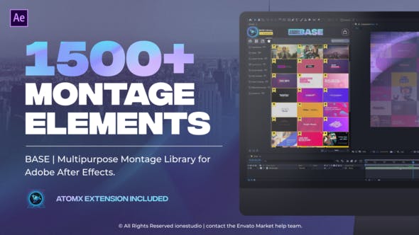 1500种视频无缝转场字幕条标题图形排版设计调色视觉特效预设包 BASE