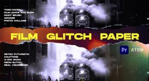 PR脚本-160组复古电影胶片故障纸张撕裂拼贴定格转场动画预设 Premiere Pro Transitions