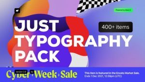 AE/PR脚本-400个时尚创意字幕条标题排版设计文字动画Just Typography Pack V2