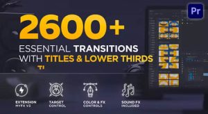 PR脚本-2600种模糊光效故障扭曲水墨笔刷淡入淡出图形翻转视差分割转场预设