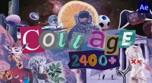 Collage V5新版-AE脚本2400个人物眼耳口鼻手头发风景花朵动物食物交通物品复古贴纸定格动画预设