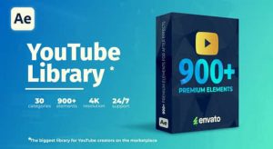 AE模板-900个社交媒体图形动画文字标题LUT调色视频无缝转场预设